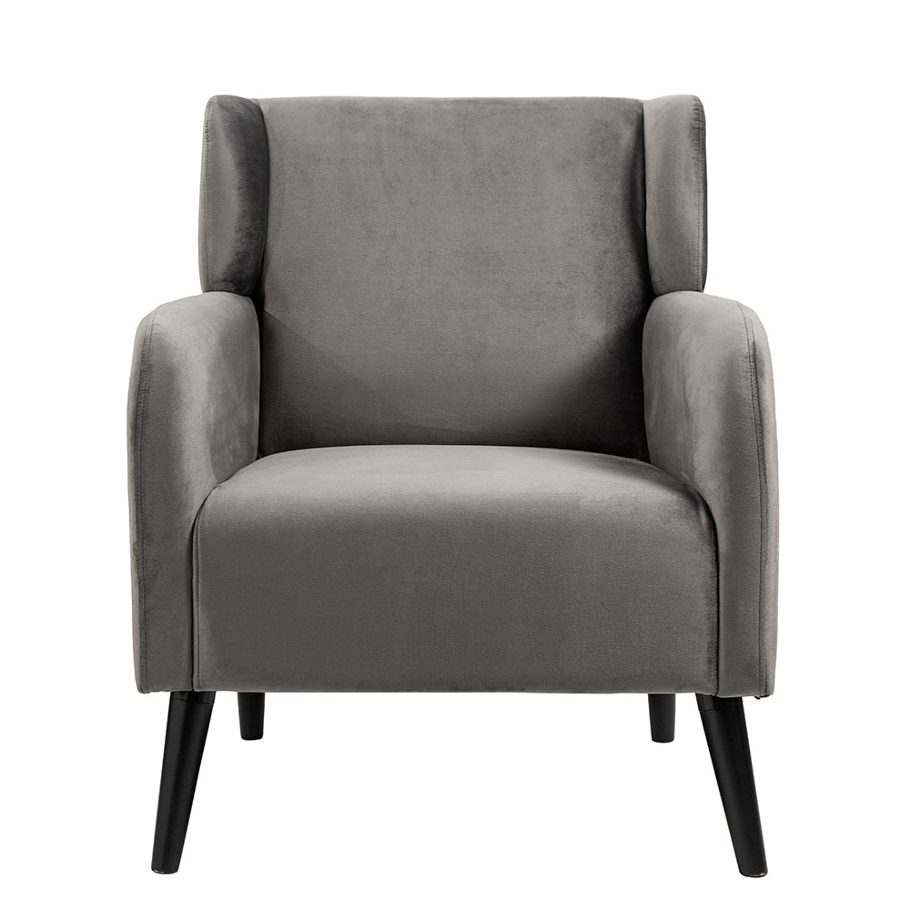 Gray Accent Chair, Fabric Upholstered Comfy Reading Armchair For Living Room, Bedroom Single Seat Sofa Chair, 27" X 31" X 33" Gray Wood