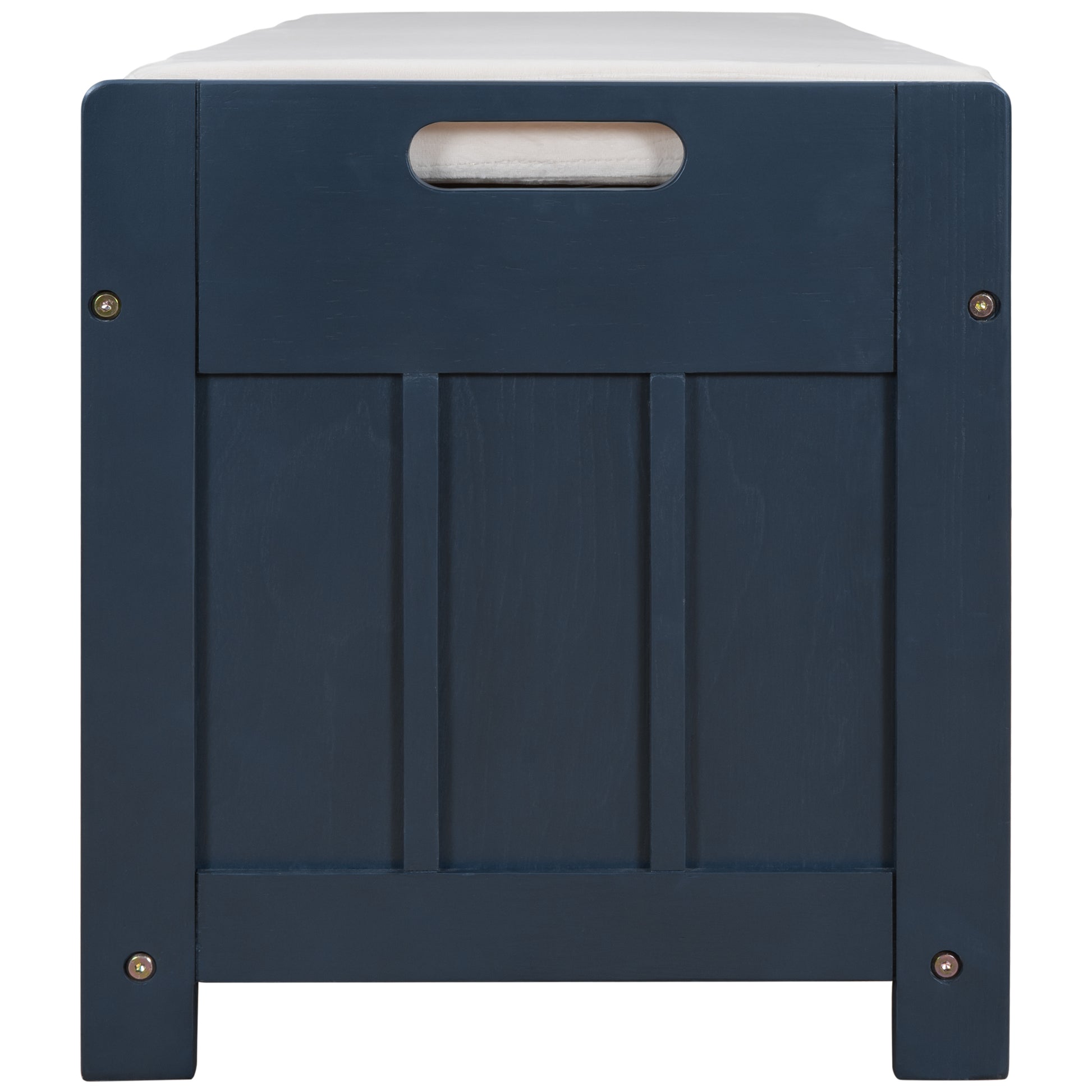 Storage Bench With 3 Shutter Shaped Doors, Shoe Bench With Removable Cushion And Hidden Storage Space Antique Navy, Old Sku: Wf284226Aam Antique Navy Mdf