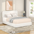 Liv Patented 2 Drawers Storage Bed Queen Size Ivory Boucle Upholstered Platform Bed, Curved Stitched Tufted Headboard, Wooden Slat Mattress Support, No Box Spring Needed Box Spring Not Required Queen Ivory Metal Bedroom