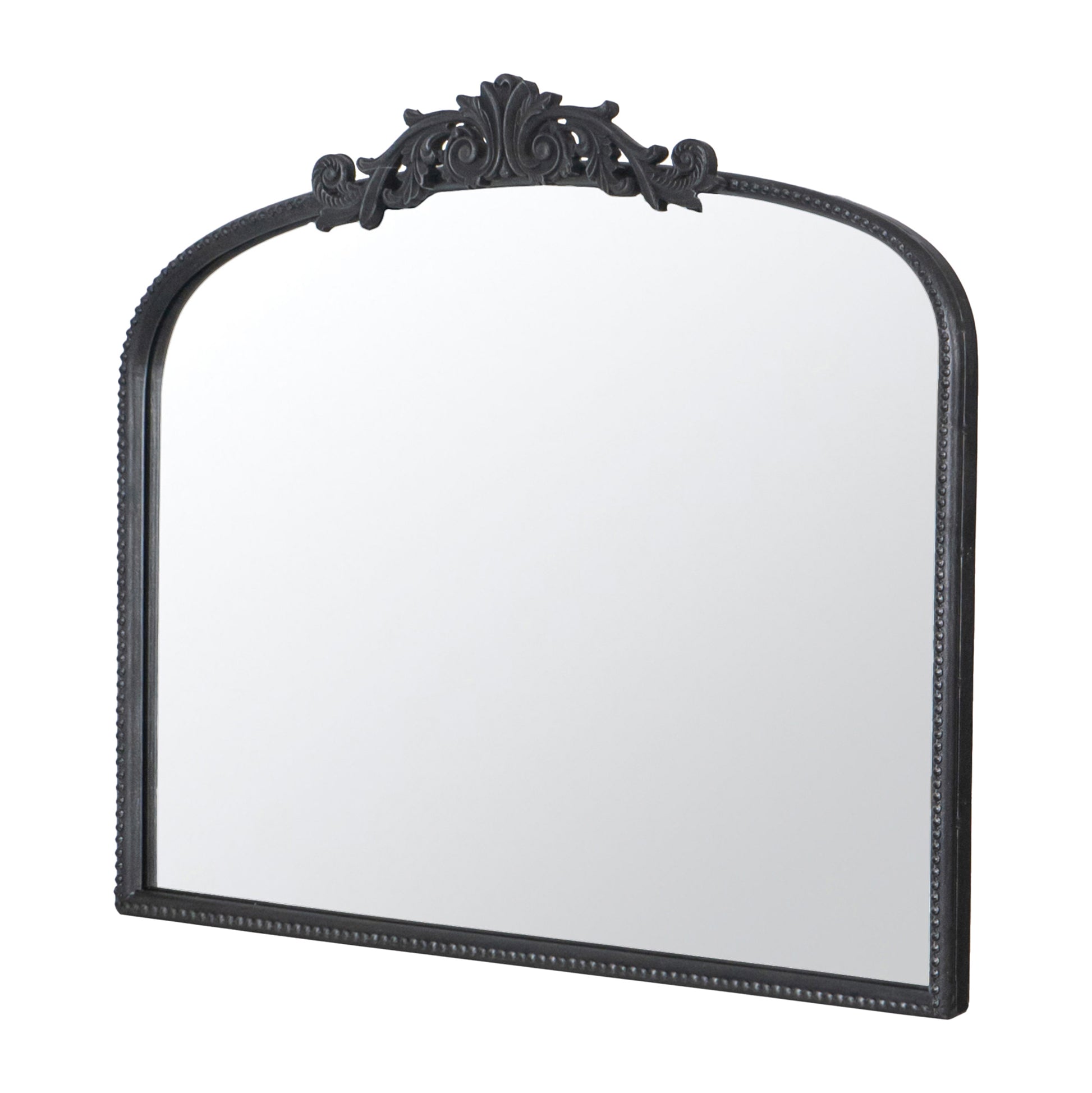 40" X 31" Classic Design Large Arch Mirror And Baroque Inspired Frame For Living Room Bathrrom Enterway Console Black Glass