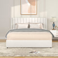 Anda Patented 2 Drawers Storage Bed Queen Size Ivory Boucle Upholstered Platform Bed, Tufted Headboard, Wooden Slat Mattress Support, No Box Spring Needed Box Spring Not Required Queen Ivory Metal Bedroom Classic,Contemporary,Luxury,Modern,Transitional