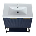 30 Inch Freestanding Bathroom Vanity With Resin Basin,30X18 With Black Feet 1 Navy Blue 1 1 Soft Close Doors Bathroom Freestanding Modern Plywood Plywood