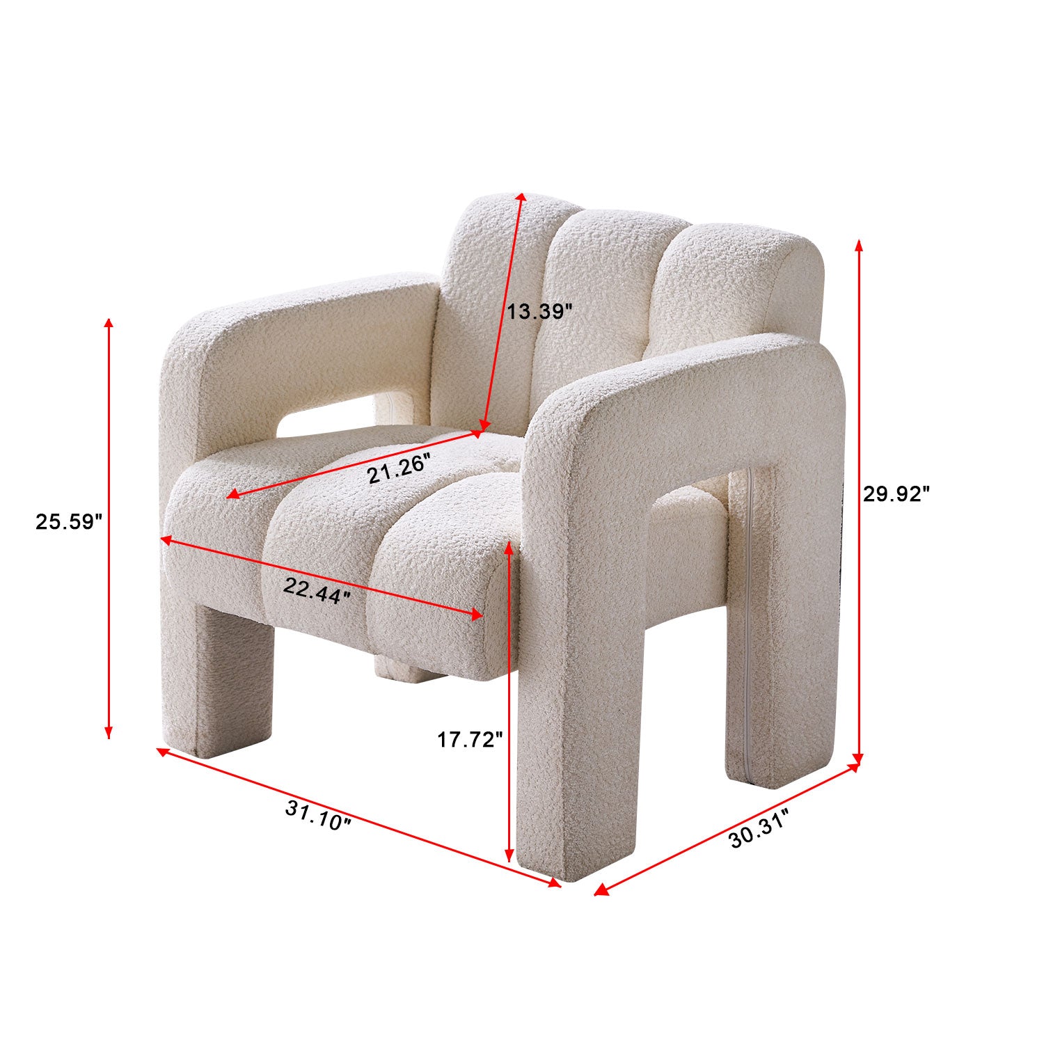 31.10" Wide Boucle Upholstered Accent Chair Beige Primary Living Space Modern Fiber Foam And Polyester Fiber Pad Boucle