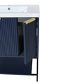 30 Inch Freestanding Bathroom Vanity With Resin Basin,30X18 With Black Feet 1 Navy Blue 1 1 Soft Close Doors Bathroom Freestanding Modern Plywood Plywood