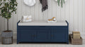 Storage Bench With 3 Shutter Shaped Doors, Shoe Bench With Removable Cushion And Hidden Storage Space Antique Navy, Old Sku: Wf284226Aam Antique Navy Mdf