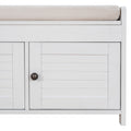 Storage Bench With 3 Shutter Shaped Doors, Shoe Bench With Removable Cushion And Hidden Storage Space White, Old Sku: Wf284226Aak White Mdf