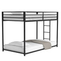 Adam Twin Over Twin Metal Bunk, Black Twin Box Spring Not Required Black Bedroom Bed Frame Metal Metal