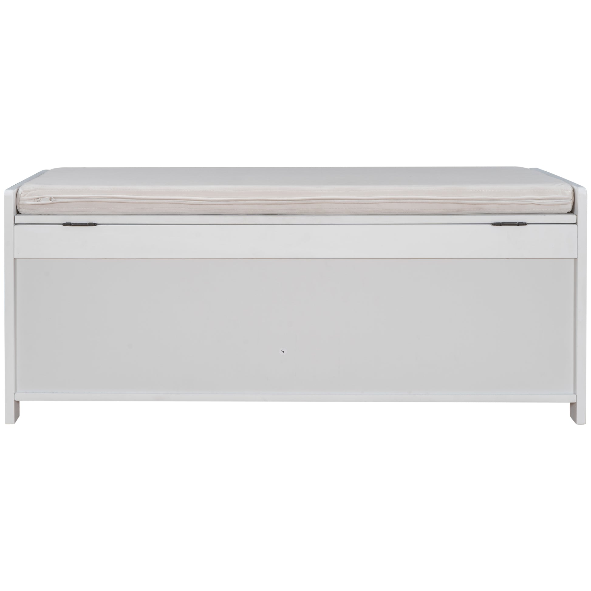 Storage Bench With 3 Shutter Shaped Doors, Shoe Bench With Removable Cushion And Hidden Storage Space White, Old Sku: Wf284226Aak White Mdf