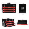 3 Drawers Tool Box Black Red Steel