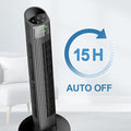 Healsmart 36 Inch Bladeless 70 Degree Oscillating Tower Fan With Top Mounted Remote, 3 Speeds Mode Stand Fan Features With 42Db Low Noise Operating, 15H Timing, Silent Mode, Black Black Abs