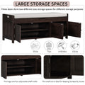 Storage Bench With 3 Shutter Shaped Doors, Shoe Bench With Removable Cushion And Hidden Storage Space Espresso, Old Sku: Wf284226Aap Espresso Mdf