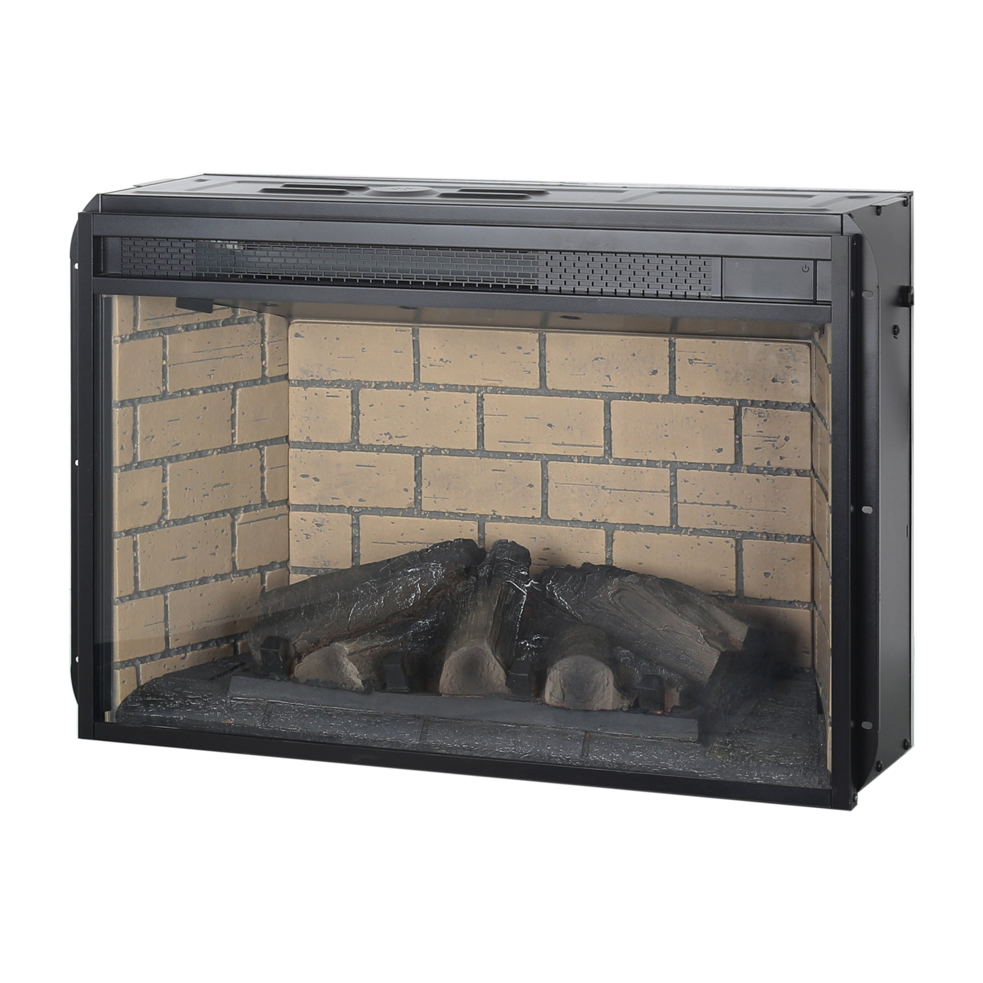 26 Inch Infrared Quartz Heater Fireplace Insert Woodlog Version With Brick Powder Coated Electric Antique Black Vent Free Primary Living Space Yes Insert Tempered Glass Sheet Metal Plastic Electric