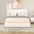 Liv Patented 2 Drawers Storage Bed Queen Size Ivory Boucle Upholstered Platform Bed, Curved Stitched Tufted Headboard, Wooden Slat Mattress Support, No Box Spring Needed Box Spring Not Required Queen Ivory Metal Bedroom