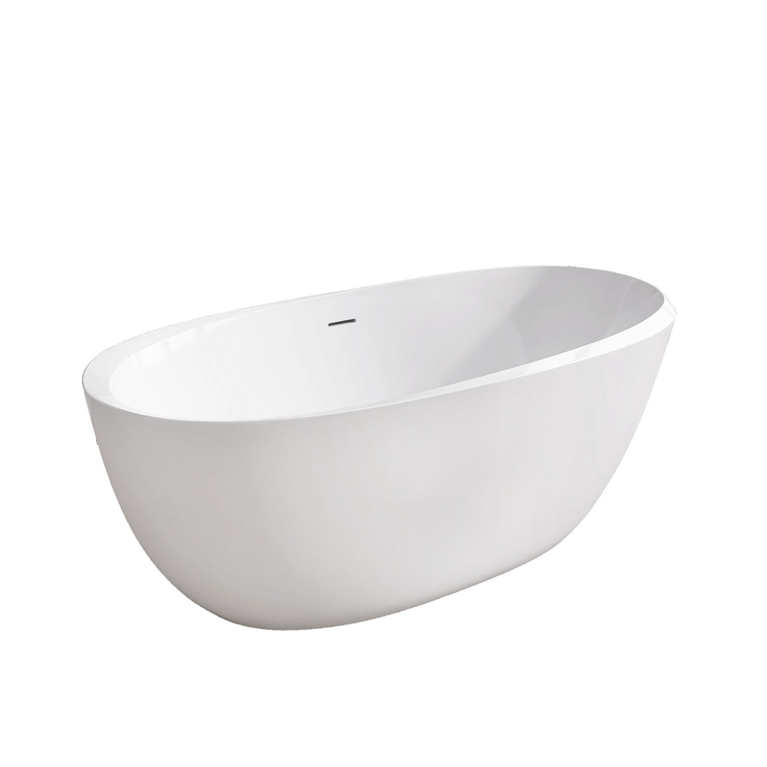 59" Acrylic Freestanding Bathtub Gloss White Modern Stand Alone Soaking Tub Adjustable With Integrated Slotted Overflow And Chrome Pop Up Drain Anti Clogging Easy To Install Gloss White Oval Bathroom Freestanding Tubs Polished 59 61 In Modern Soaking