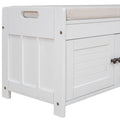 Storage Bench With 3 Shutter Shaped Doors, Shoe Bench With Removable Cushion And Hidden Storage Space White, Old Sku: Wf284226Aak White Mdf