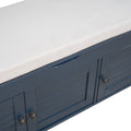 Storage Bench With 3 Shutter Shaped Doors, Shoe Bench With Removable Cushion And Hidden Storage Space Antique Navy, Old Sku: Wf284226Aam Antique Navy Mdf