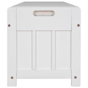 Storage Bench With 3 Shutter Shaped Doors, Shoe Bench With Removable Cushion And Hidden Storage Space White, Old Sku: Wf284226Aak White Mdf