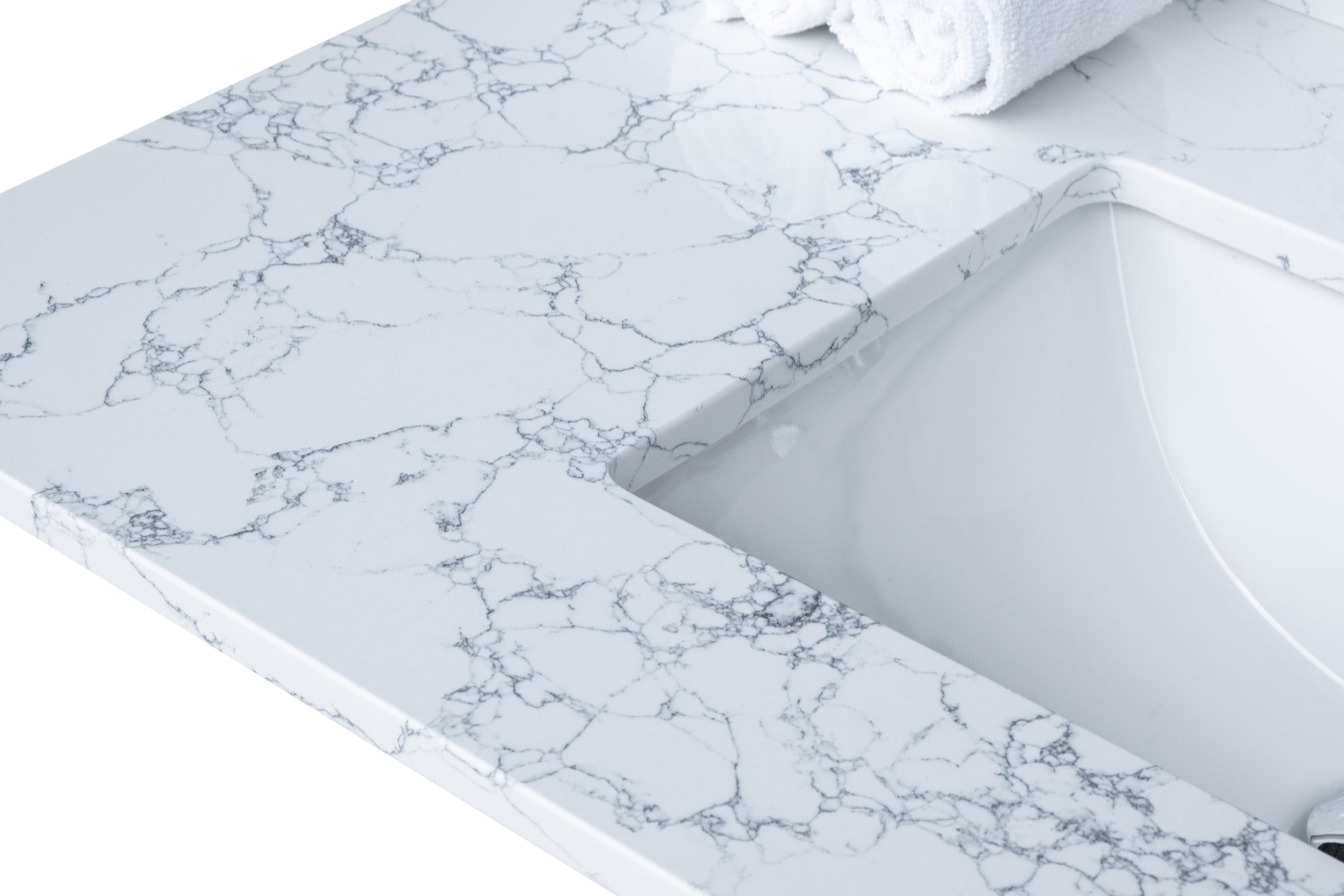 37"X 22" Bathroom Stone Vanity Top Carrara Jade Engineered Marble Color With Undermount Ceramic Sink And 3 Faucet Hole With Backsplash White Stone