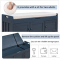 Storage Bench With 3 Shutter Shaped Doors, Shoe Bench With Removable Cushion And Hidden Storage Space Antique Navy, Old Sku: Wf284226Aam Antique Navy Mdf