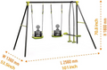 Xns008 Interesting Triple Children Metal Safe Swing Set 440Lbs For Outdoor Playground Three Seat Swing Black And Green For Age 3 Green Steel