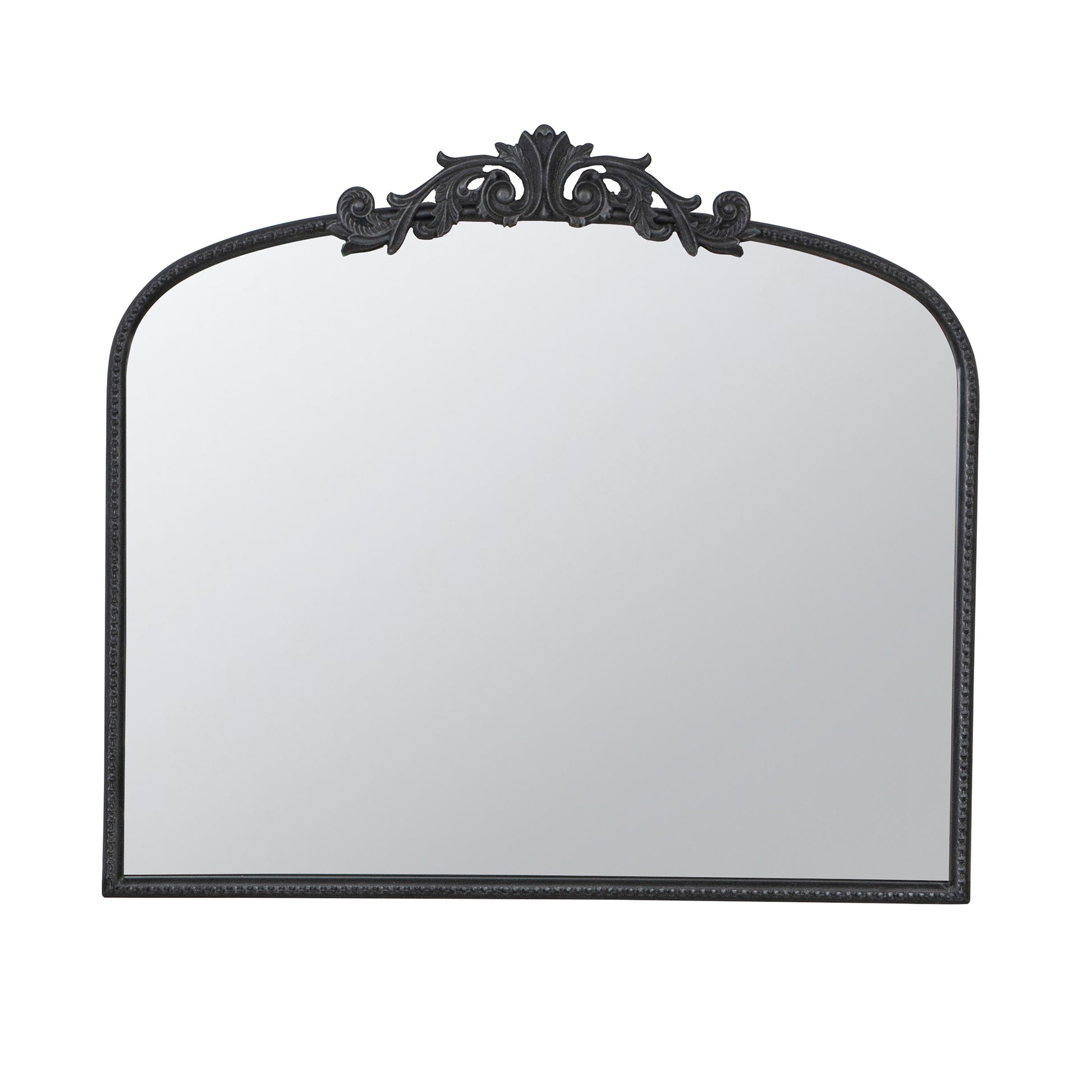 40" X 31" Classic Design Large Arch Mirror And Baroque Inspired Frame For Living Room Bathrrom Enterway Console Black Glass