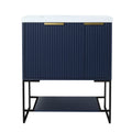 30 Inch Freestanding Bathroom Vanity With Resin Basin,30X18 With Black Feet 1 Navy Blue 1 1 Soft Close Doors Bathroom Freestanding Modern Plywood Plywood