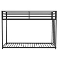 Adam Twin Over Twin Metal Bunk, Black Twin Box Spring Not Required Black Bedroom Bed Frame Metal Metal