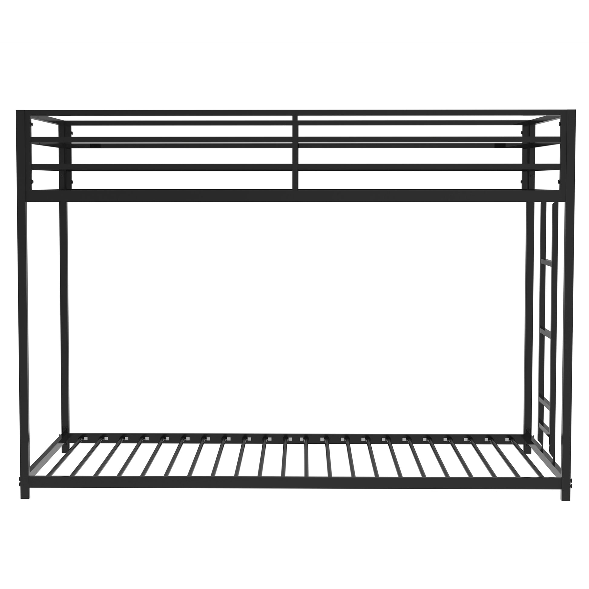 Adam Twin Over Twin Metal Bunk, Black Twin Box Spring Not Required Black Bedroom Bed Frame Metal Metal