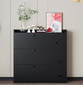 Versatile Shoe Cabinet With 3 Flip Drawers, Maximum Storage Entryway Organizer With Drawer, Free Standing Shoe Rack With Pull Down Seat For Hallway, Black Freestanding 3 4 Drawers Black Primary Living Space Adjustable Shelves Particle Board