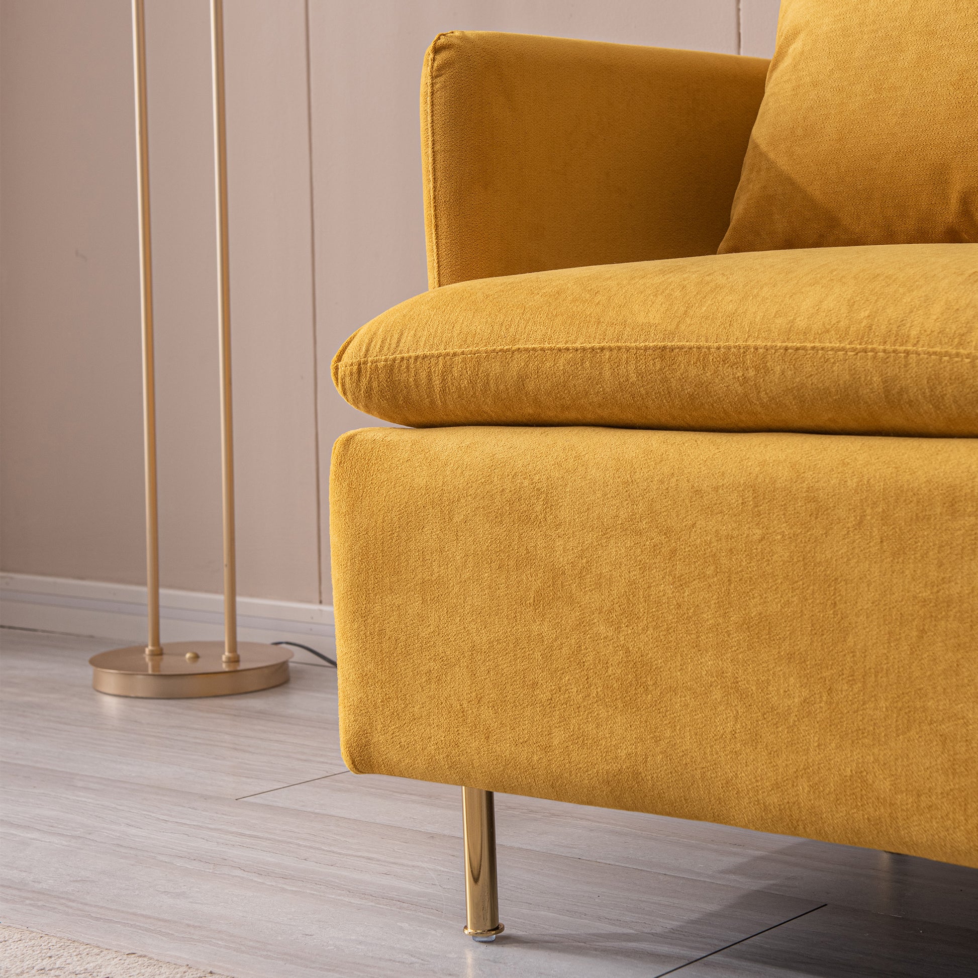 Modern Fabric Accent Armchair,Upholstered Single Sofa Chair,Yellow Cotton Linen 30.7'' Yellow Foam Cotton Linen 1 Seat