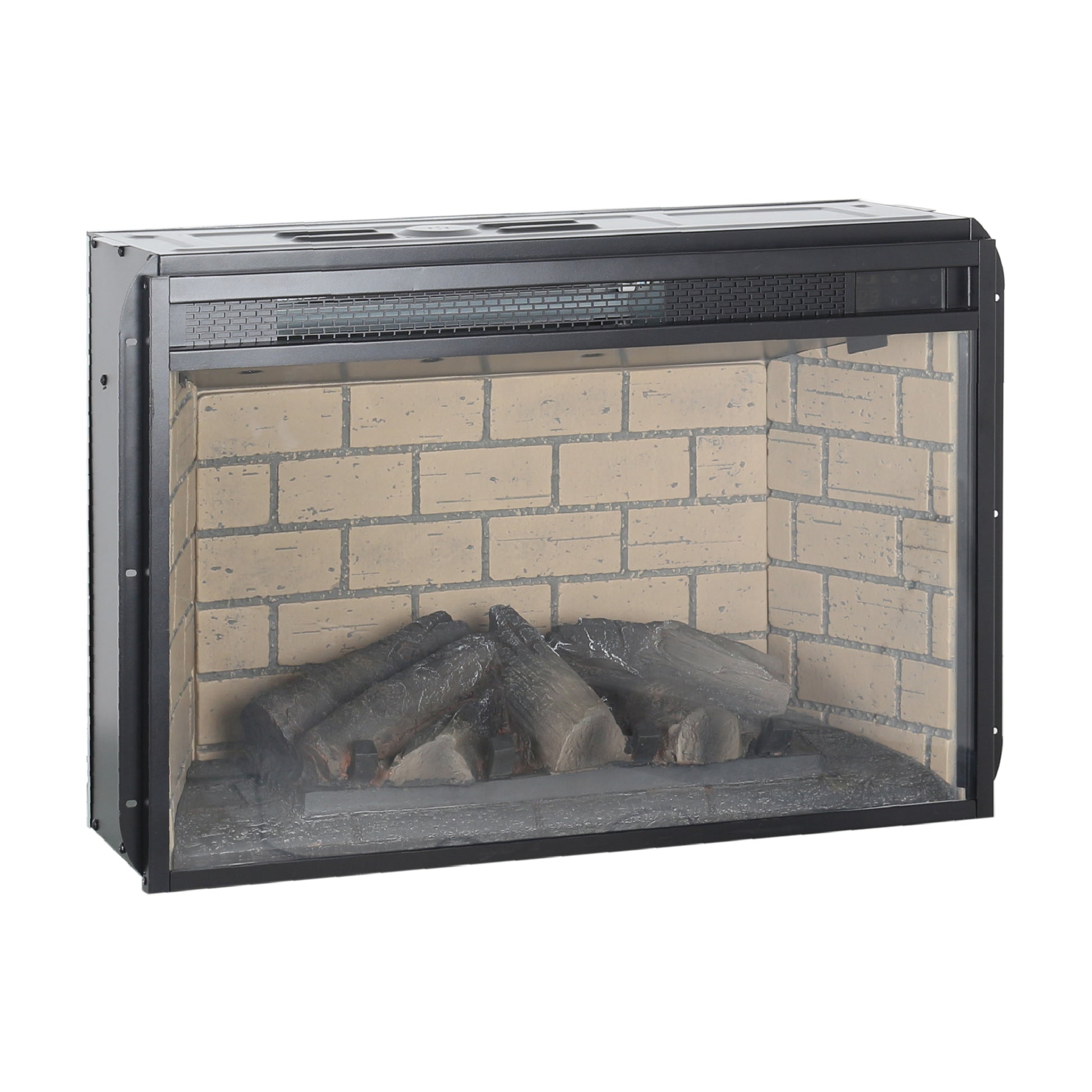 26 Inch Infrared Quartz Heater Fireplace Insert Woodlog Version With Brick Powder Coated Electric Antique Black Vent Free Primary Living Space Yes Insert Tempered Glass Sheet Metal Plastic Electric