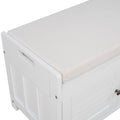 Storage Bench With 3 Shutter Shaped Doors, Shoe Bench With Removable Cushion And Hidden Storage Space White, Old Sku: Wf284226Aak White Mdf