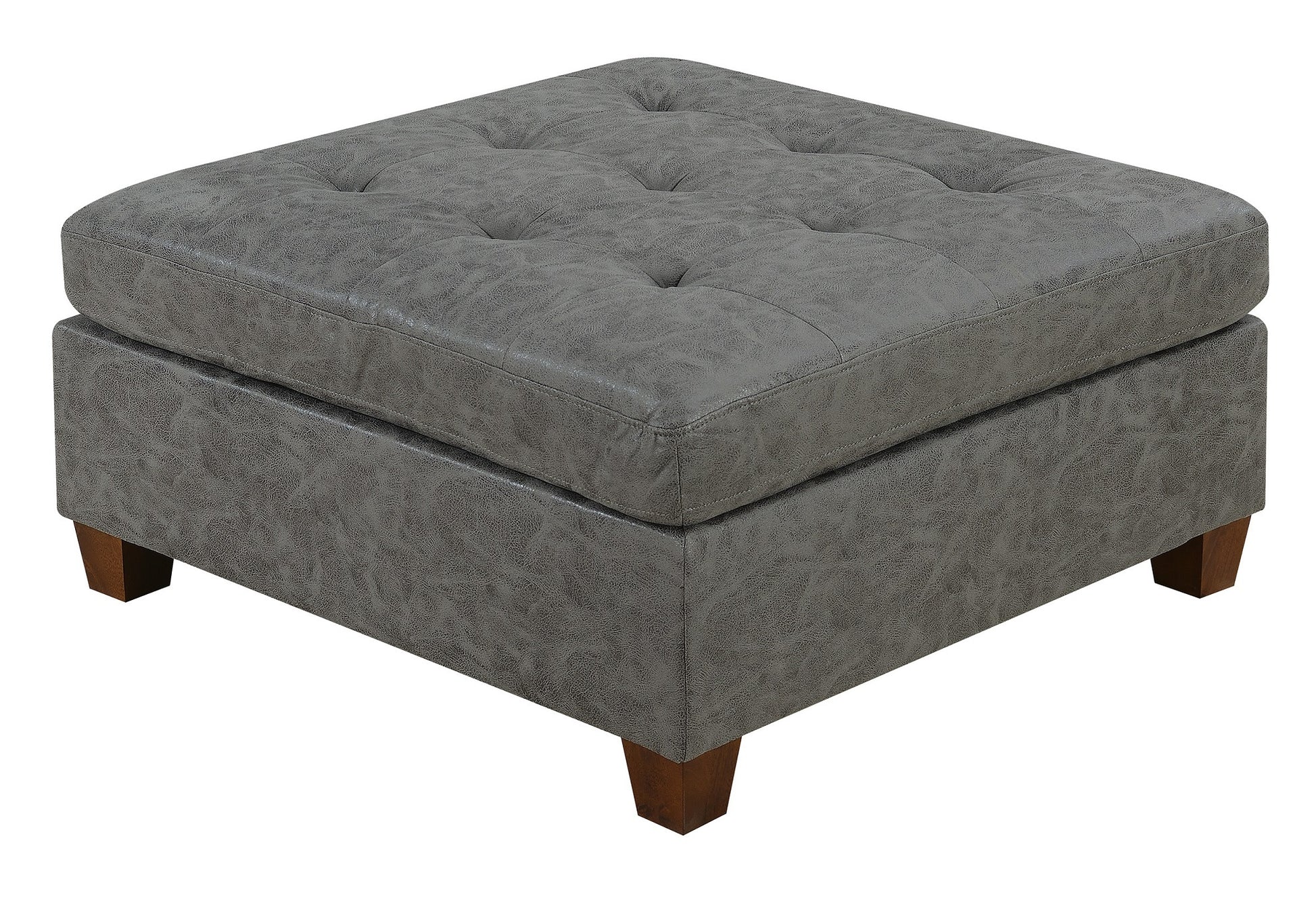 Living Room Furniture Antique Grey Modular Sectional 7Pc Set Tufted Couch 2X Corner Wedge 3X Armless Chairs And 2X Ottoman L Shaped Antique Gray Wood Primary Living Space Tufted Back Contemporary,Modern,Transitional Modular Faux Leather 7 Seat