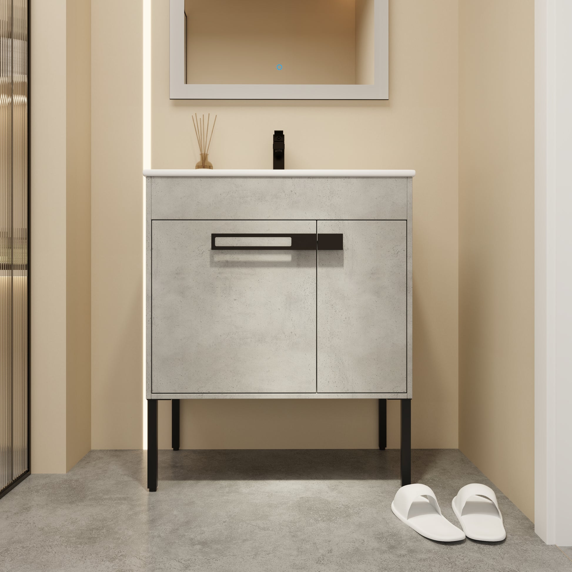 30 Inch Bathroom Vanity With Sink, Freestanding Bathroom Vanity Or Floating Is Optional Conversion 00330Cg 1 Bl9075B Kd Packing Cement Grey 2 Bathroom Freestanding Modern Plywood