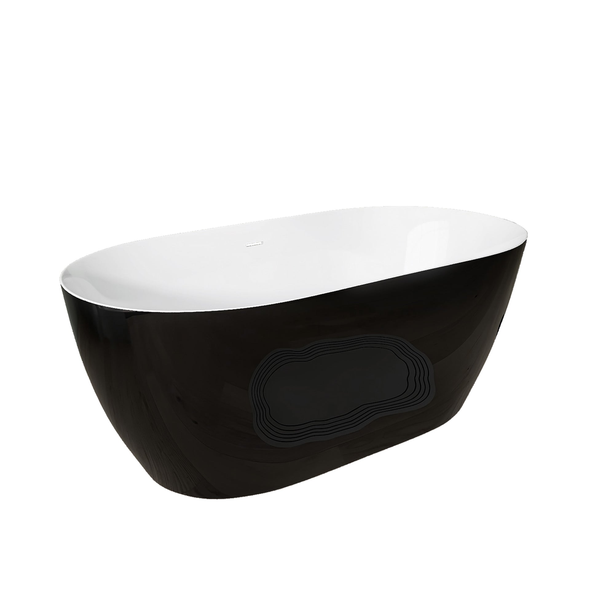 59" Acrylic Free Standing Tub Classic Oval Shape Soaking Tub Adjustable Freestanding Bathtub With Integrated Slotted Overflow And Chrome Pop Up Drain Anti Clogging Gloss Black Black White Oval Bathroom Freestanding Tubs Polished 59 61 In Modern Soaking