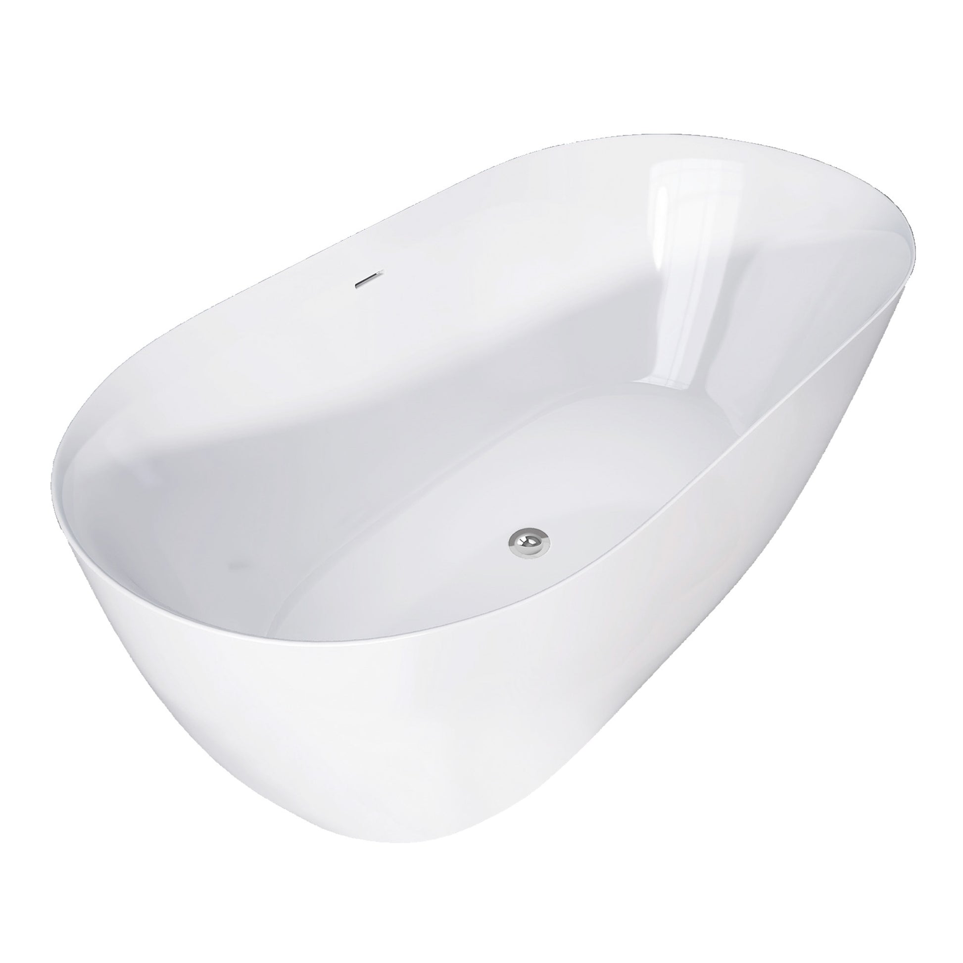 55" Acrylic Free Standing Tub Modern Oval Shape Soaking Tub Adjustable Freestanding Bathtub With Integrated Slotted Overflow And Chrome Pop Up Drain Anti Clogging Gloss White Gloss White Oval Bathroom Freestanding Tubs Polished Less Than 59 In Modern