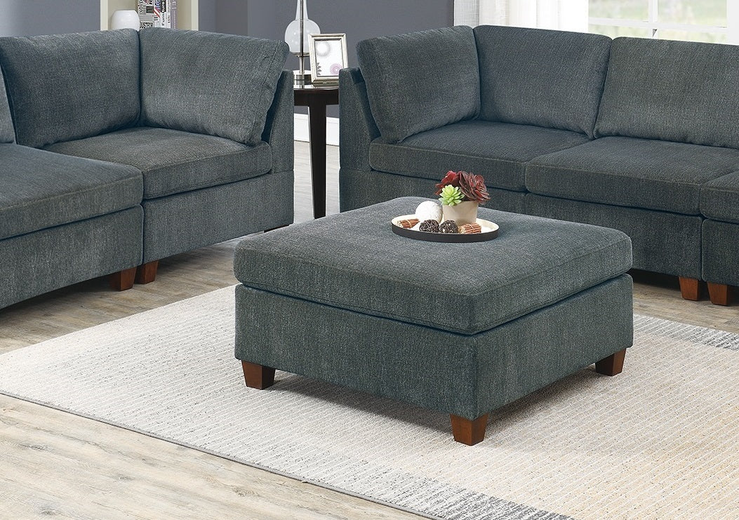 Living Room Furniture Gray Chenille Modular Sectional 7Pc Set Modular Sofa Set Couch 3X Corner Wedge 3X Armless Chairs And 1X Ottoman Plywood Gray Chenille Wood Primary Living Space Cushion Back Contemporary,Modern Modular Chenille 7 Seat