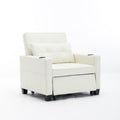 Futon Chair Bed Convertible Chair 3 In 1 Pull Out Sleeper Chair Beds With Usb Ports,Wear Resistant And Anti Scratch, Armchair Bed Sleeper For Living Room White Leather White Foam Leather 1 Seat