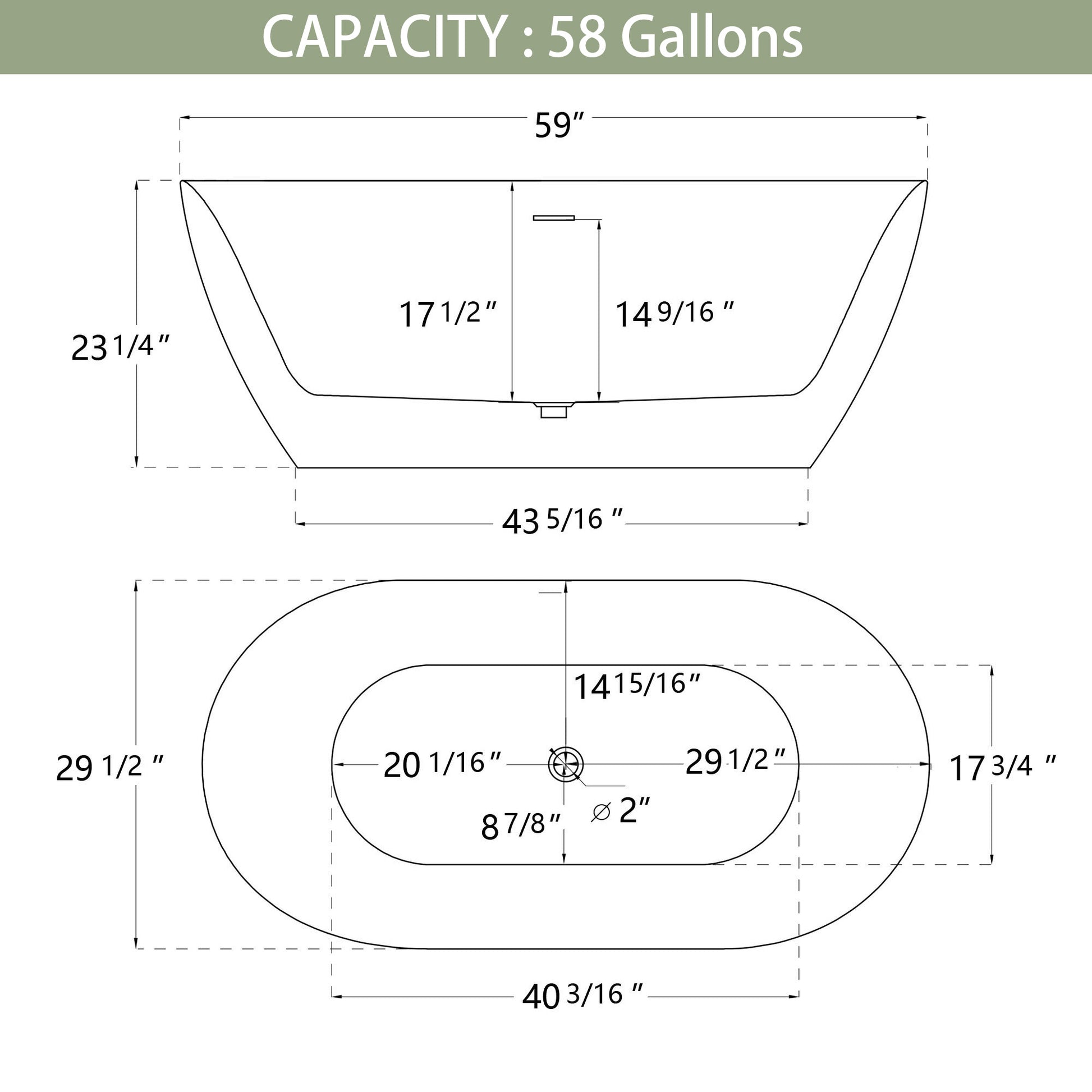 59" Acrylic Free Standing Tub Classic Oval Shape Soaking Tub Adjustable Freestanding Bathtub With Integrated Slotted Overflow And Chrome Pop Up Drain Anti Clogging Gloss Black Black White Oval Bathroom Freestanding Tubs Polished 59 61 In Modern Soaking