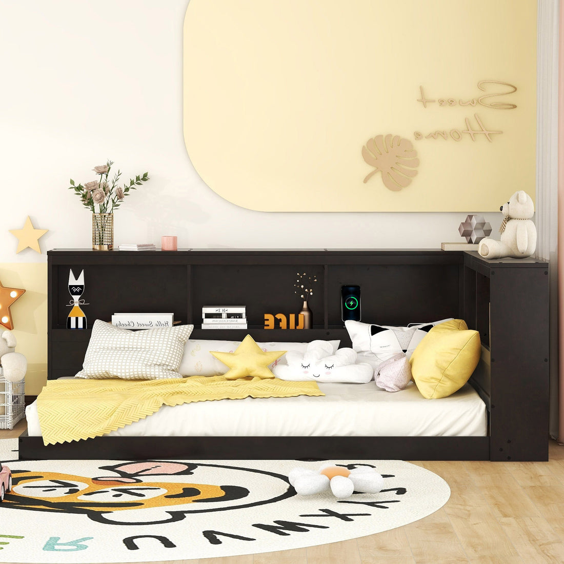 Wood Twin Size Daybed With Storage Cabinets And Usb Ports, Espresso Box Spring Not Required Espresso Wood Solid Wood Mdf