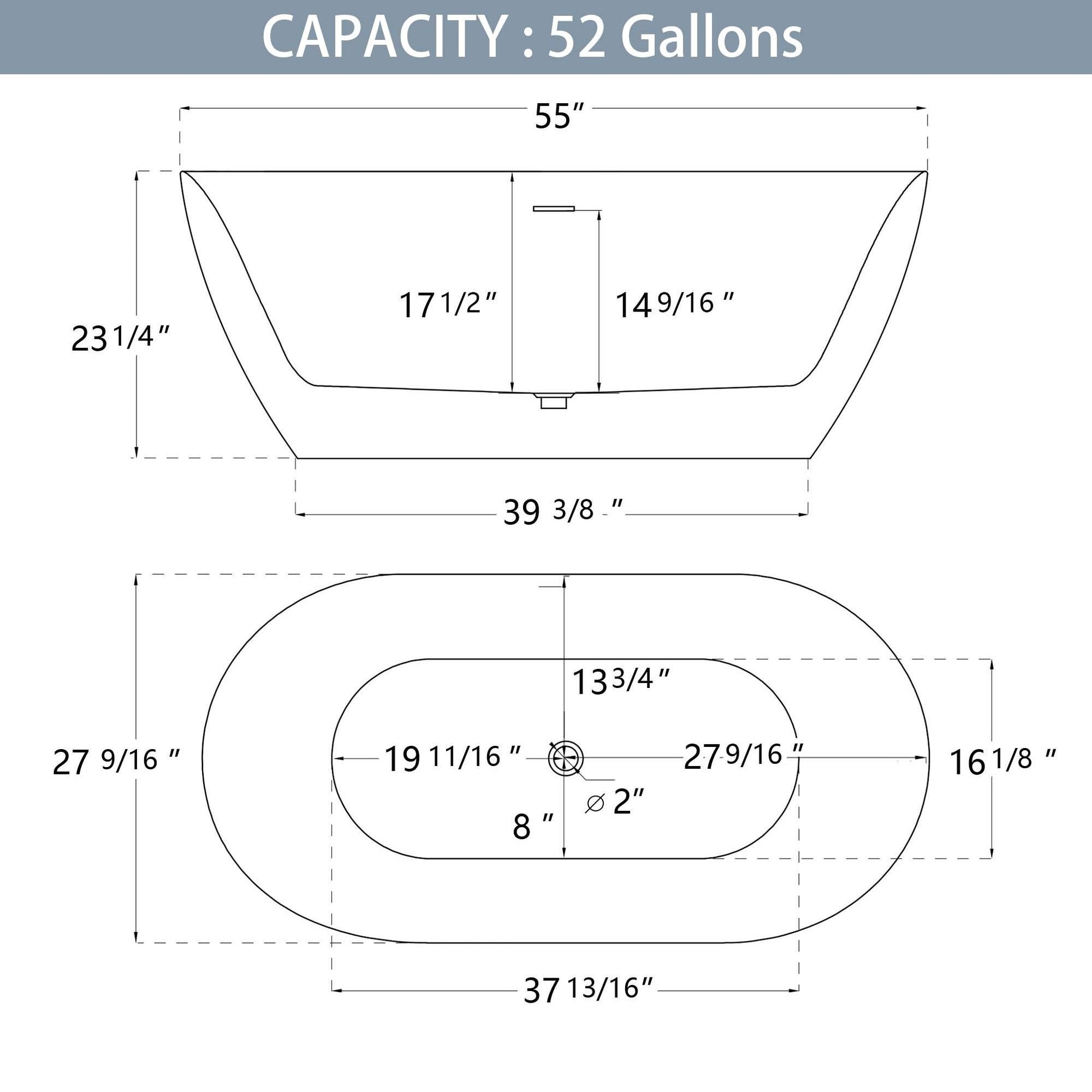 55" Acrylic Free Standing Tub Modern Oval Shape Soaking Tub Adjustable Freestanding Bathtub With Integrated Slotted Overflow And Chrome Pop Up Drain Anti Clogging Gloss White Gloss White Oval Bathroom Freestanding Tubs Polished Less Than 59 In Modern