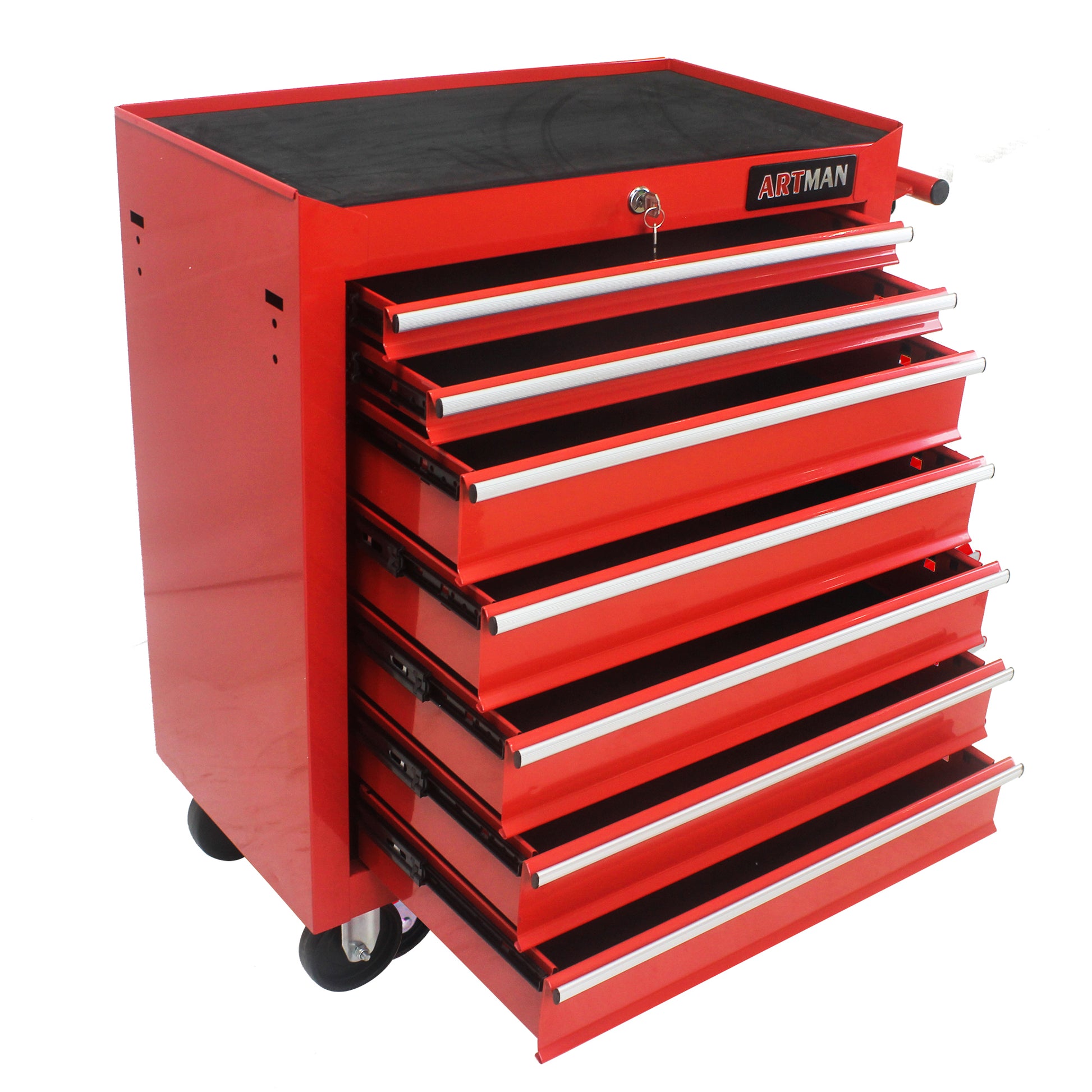 7 Drawers Multifunctional Tool Cart With Wheels Red Red Steel