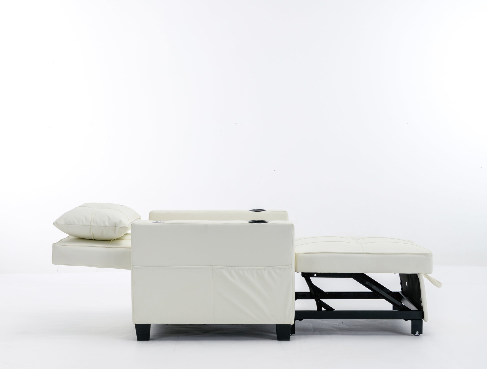 Futon Chair Bed Convertible Chair 3 In 1 Pull Out Sleeper Chair Beds With Usb Ports,Wear Resistant And Anti Scratch, Armchair Bed Sleeper For Living Room White Leather White Foam Leather 1 Seat