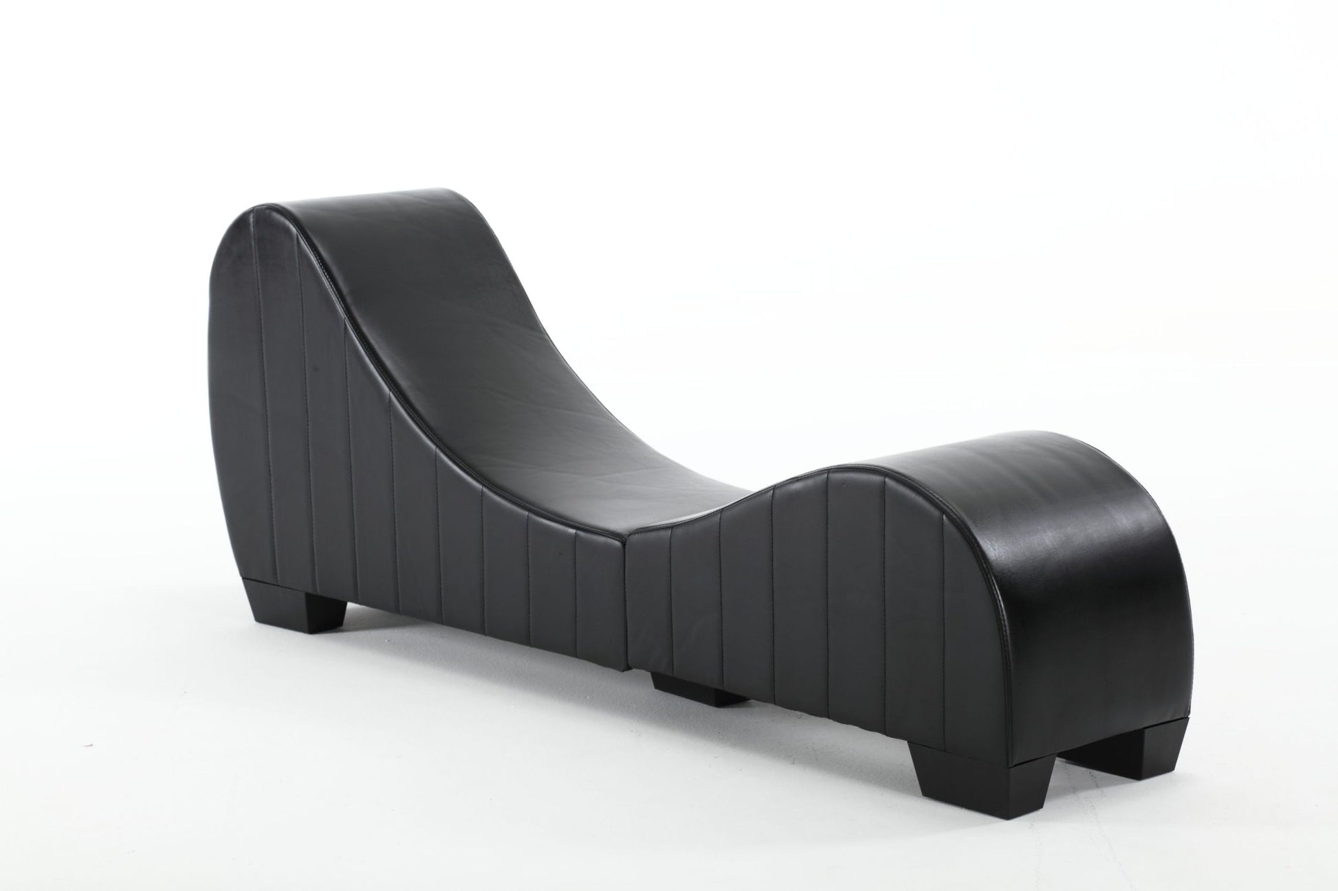 Factory Direct Yoga Chaise Lounge Collection For Stretching & Relaxation Modern Faux Leather Curved Sofa, Modern Faux Leather Curved Sofa, Living Room Bedroom Accent Black American Design Plywood Pvc