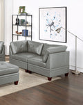 Contemporary Genuine Leather 1Pc Corner Wedge Grey Color Tufted Seat Living Room Furniture Grey Genuine Leather Primary Living Space Contemporary,Modern Genuine Leather 1 Seat