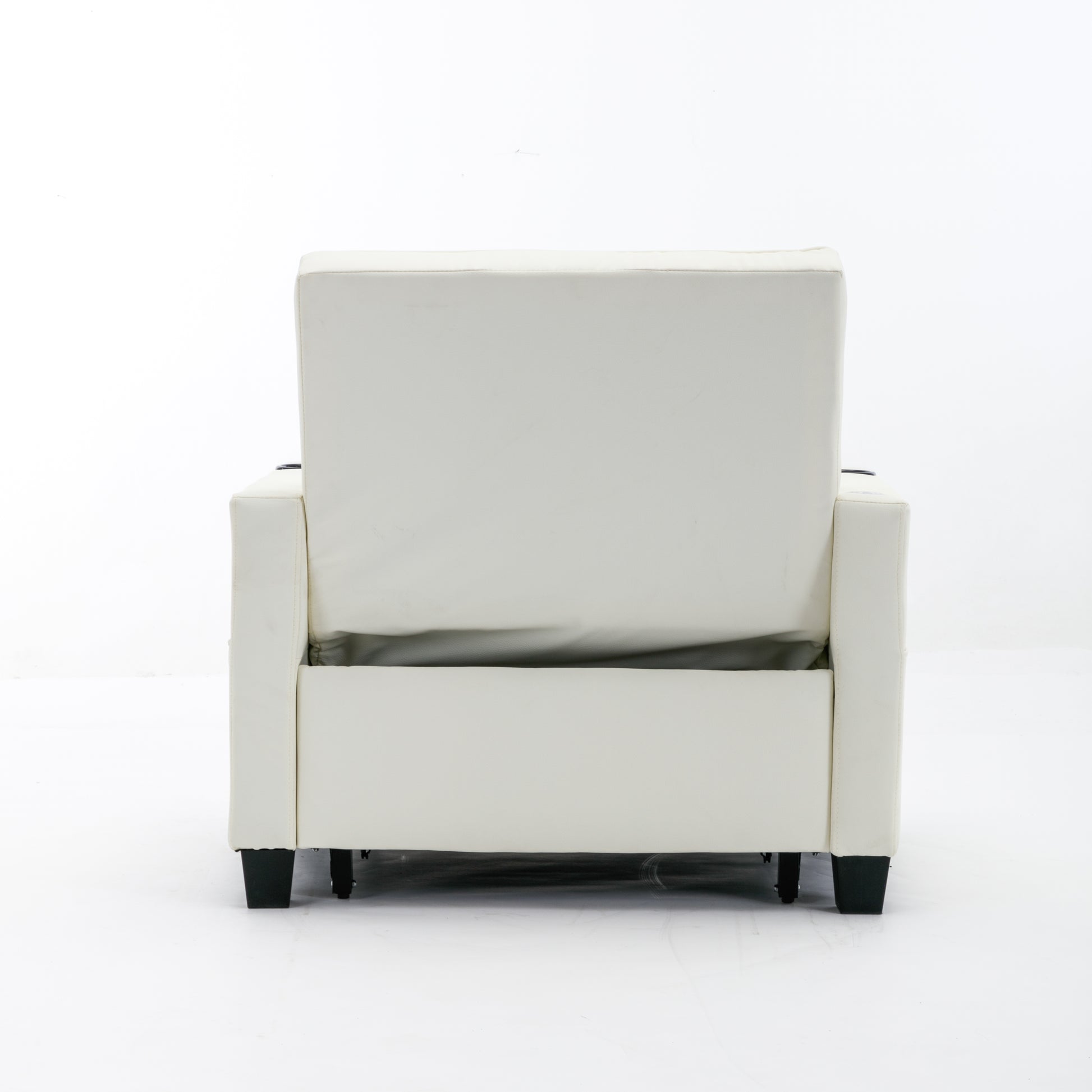 Futon Chair Bed Convertible Chair 3 In 1 Pull Out Sleeper Chair Beds With Usb Ports,Wear Resistant And Anti Scratch, Armchair Bed Sleeper For Living Room White Leather White Foam Leather 1 Seat