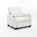 Futon Chair Bed Convertible Chair 3 In 1 Pull Out Sleeper Chair Beds With Usb Ports,Wear Resistant And Anti Scratch, Armchair Bed Sleeper For Living Room White Leather White Foam Leather 1 Seat