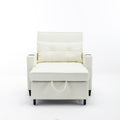 Futon Chair Bed Convertible Chair 3 In 1 Pull Out Sleeper Chair Beds With Usb Ports,Wear Resistant And Anti Scratch, Armchair Bed Sleeper For Living Room White Leather White Foam Leather 1 Seat