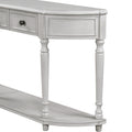Retro Circular Curved Design Console Table With Open Style Shelf Solid Wooden Frame And Legs Two Top Drawers Gray Wash, Old Sku: Wf298768Aae Gray Wash Solid Wood