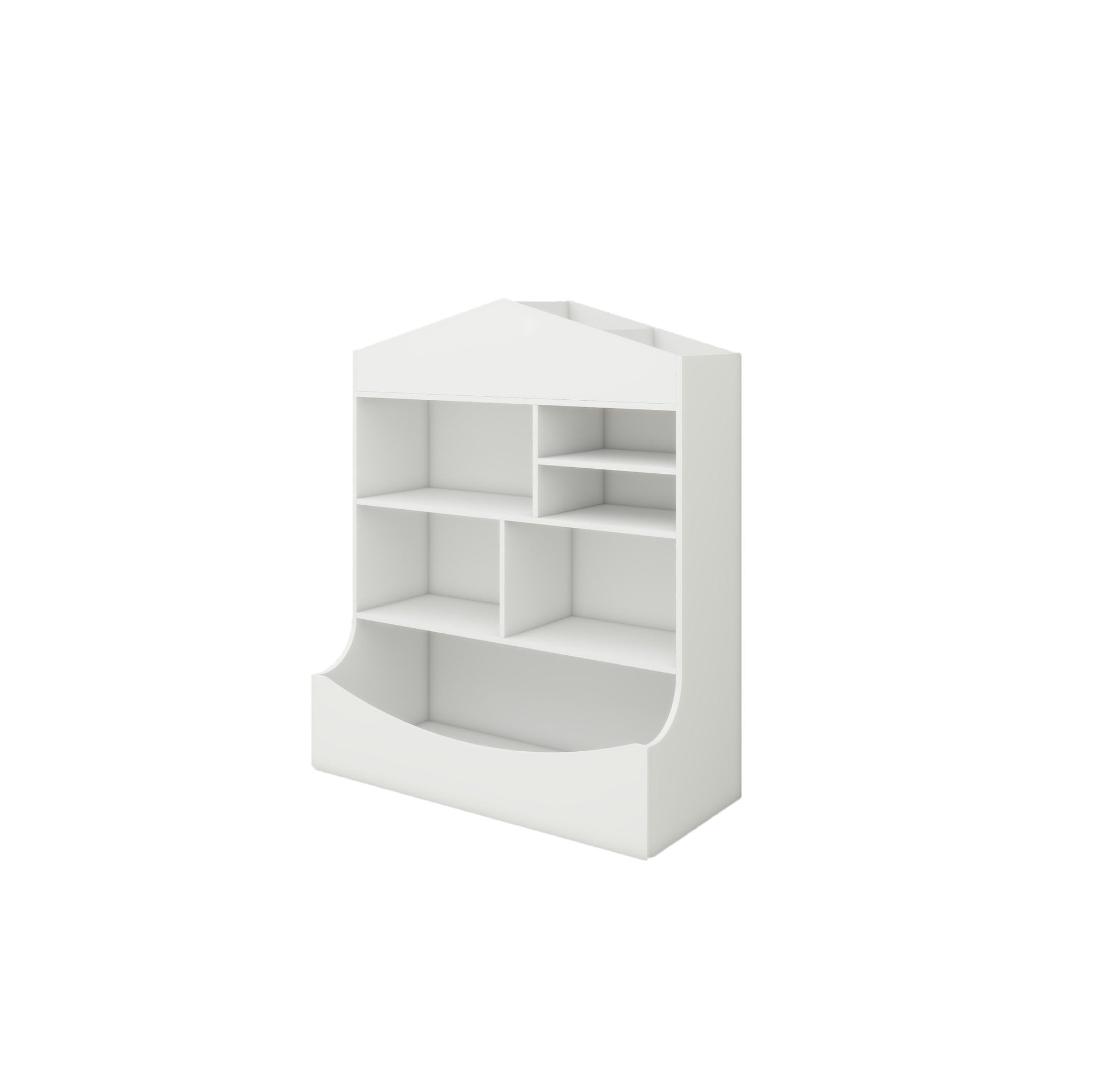 Children'S Multi Functional 7 Shelf Bookcase, Storage Display, Rack, Organizer, White,14.37" D X 31.50" W X39.37" H White Mdf